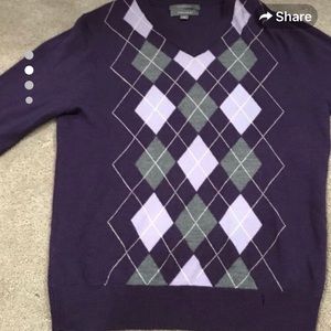 Argyle Purple pullover v Neck Sweater